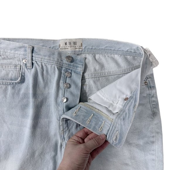 NEW Free People Maggie Distressed Light Wash Denim Straight Leg Crop Ankle Jeans - Picture 9 of 13